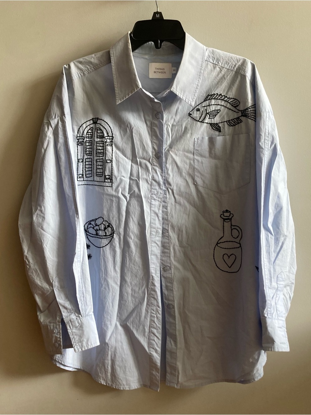 Embroidered oversized button down - Picture 1 of 6